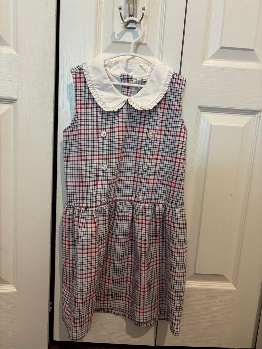 Janie and Jack White-Collar Plaid Dress in Blue & Pink